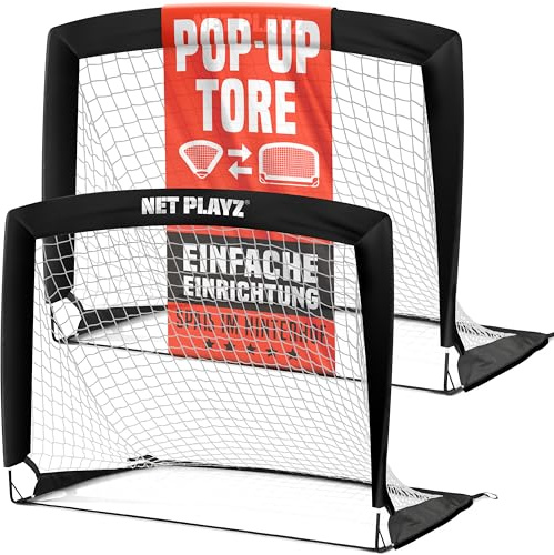 NET PLAYZ - 2er Set faltbar Fussball Tor - 120 x 90 x 90 cm - Fußballtor Pop Up für Garten - Fussballtor klappbar für alle Altersgruppen