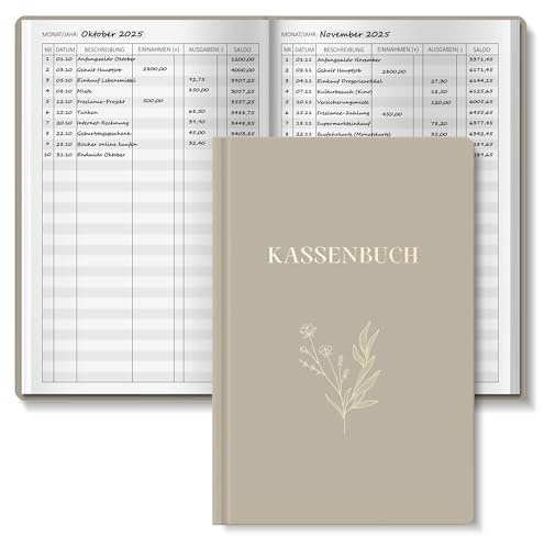 BIROYAL Kassenbuch A5-120 Seiten Haushaltsbuch, Budget Planner & Kassenbücher - Einnahmen Ausgaben Buch - Haushaltsbuch zum Eintragen - Kassenbuch Kleinunternehmer- Ausgaben Tracker Finanzplaner