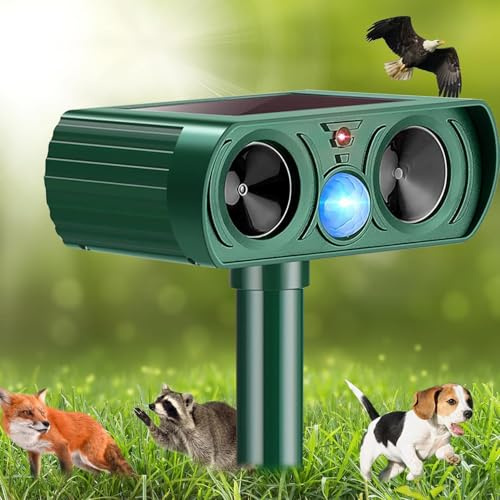 Ultraschall Katzenschreck für Garten, Marderschreck mit PIR-Bewegungssensor, Solar Katzenabwehr Wasserdicht für Garten, Wirksam gegen Katzen, Marder, Hunde und Vögel