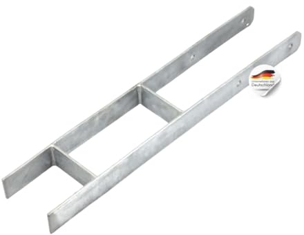 SunnyDeals H-Pfostenanker feuerverzinkt als Pfostenträger| H-Anker 121 x 600 mm |schwerer Betonanker für 12 x 12 cm Pfosten | haltbarer Bodenanker
