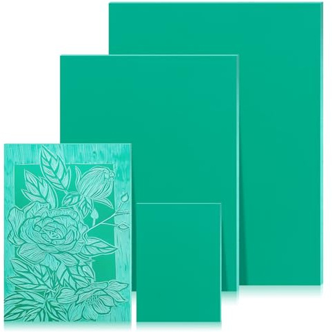 Nuyoah Linoleum Platten Linoldruck Set Stempelgummi Linolschnitt A3 A4 A5 A6 Gummistempel Schnitzblöcke Weichgummi Linoldruck Platte Sicherheit Präzises Drucken für Druckgrafiken Kunsthandwerk DIY