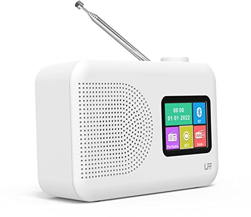 LFF DAB Radio, DAB Plus Radio, UKW-Digitalradio, Küchenradio mit Kabel oder Batteriebetriebenes, Farbdisplay Radios mit Bluetooth