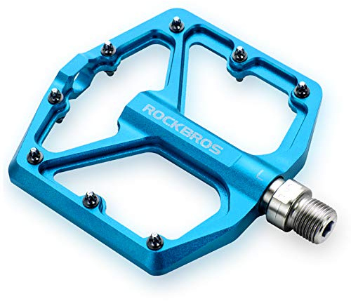 ROCKBROS Fahrradpedale Aluminium CNC mit abgedichtetem Lager, 9/16 Zoll | Breite Plattformpedale mit rutschfestem Grip für MTB, Gravelbike, Trekkingrad und Rennrad