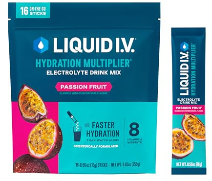 Liquid I.V. Hydration Multiplier Elektrolytpulver, einfaches Öffnen, Mischung für Ergänzungsgetränk (Passionsfrucht)