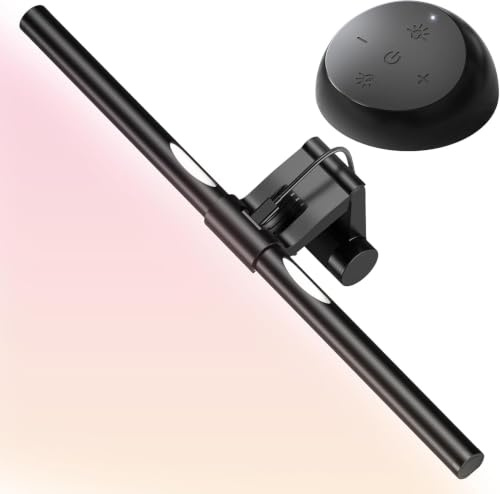 RSBYE Bildschirm Lampe Monitor Lampe USB LED mit Blaulichtfilter und Automatischer Dimmung - Augenschutz, Helligkeit & Farbtemperatur Einstellbar für Home Office（Drahtlose Fernbedienung）