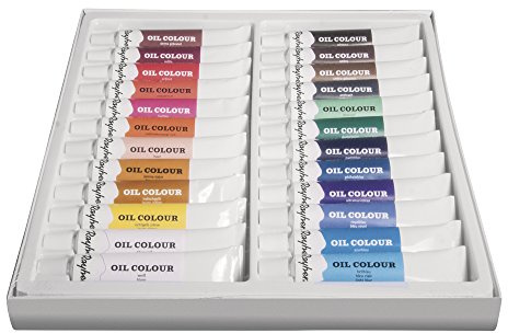 RAYHER 38919000 Künstler-Set Ölfarben, 24 Farben x 12ml, Set, Div. Materialien, Bunt, 27 x 20.399 x 2.1 cm