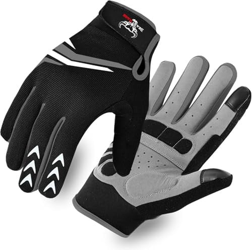 BEAST RAGE Vollfinger-Radhandschuhe mit Polsterung für Männer und Frauen, rutschfest, stoßdämpfend, atmungsaktiv, Touchscreen Mountainbike-Handschuhe für BMX, MTB-Rennen, Straßenrennen (SCHWARZ, M)