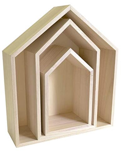 Artemio Set mit 3 Regalen Haus zum Dekorieren, Holz, Beige, 30 x 10 x 34,5 cm 14001999