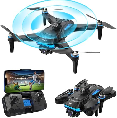 OBEST Drohne mit Kamera, Kameradrohne für Anfänger, Brushless Motor, 5G WiFi faltbare RC Drohne, 360° Hindernisvermeidung, 90° ESC Kamera, One Button Take-off/Landing (2 Batterien)