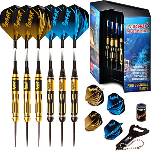 IgnatGames Profi Dartpfeile Metallspitze – Steeldarts Set mit Stilvoller Box, Anleitung, Aluminiumschaft, O-Ringen, Flights und Dartspitzer