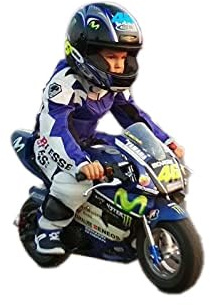 BI ESSE - Pocketbike-Overall für Kinder aus Leder und Stoff, professionell, mit vollständigen Protektoren, blau / weiß, 9-10 anni