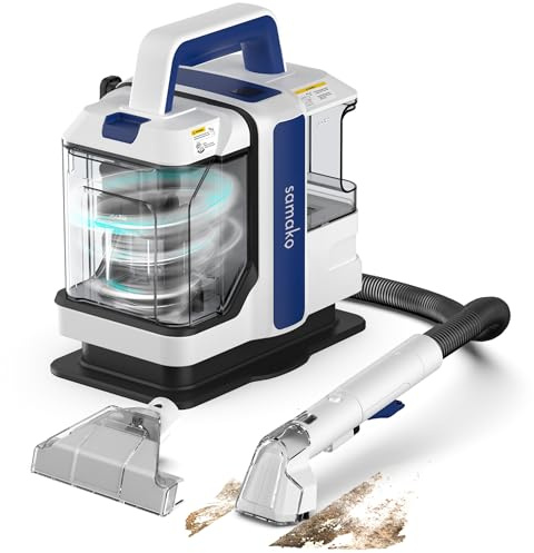 Samako Teppichreiniger Polsterreiniger – Kompaktes Handgerät für Teppiche und Sofas, Leistungsstarker 400W Motor, 2 Extra Große Wassertanks, für Alle Stoffarten Geeignet