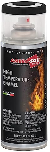Ambro-Sol - Hitzebeständiger Lack V400TEMP1, Hochtemperatur Lack Renoviert Oberflächen, die Normalerweise Hohen Temperaturen Ausgesetzt Sind, Recycelbares Weißblechspray 400 ml - Mattschwarz