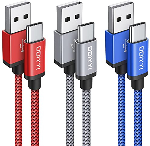 USB A auf USB C Kabel 1M, [3Stück 1m] 3.1A USB C Kabel für iPhone 15 16 17 Schnellladekabel Weben Ladekabel für Samsung Galaxy S25 S24 S20 S10 A16 A15 A55 A35 A71 and more