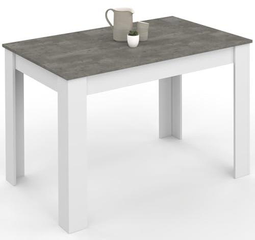 IDMarket - Rechteckiger Esstisch ROZY 4 Personen weiß Tischplatte Betoneffekt 110 cm