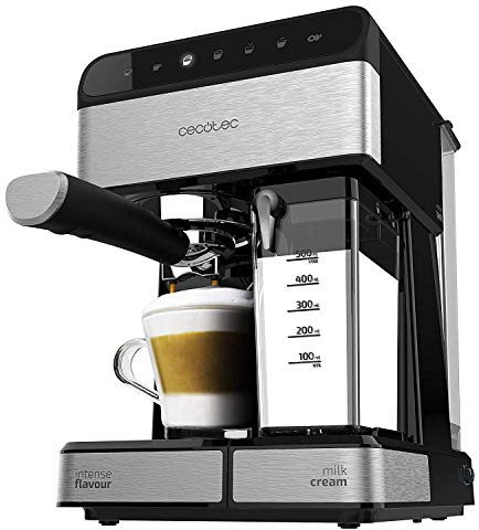 Cecotec Halbautomatische Espressomaschine Power Instant-ccino 20 Touch Serie Nera. 1350 W, 20 Bar Druck, 500 ml Milchtank, Touch-Steuerung, 1,4 Liter Wassertank, Edelstahl-Finish