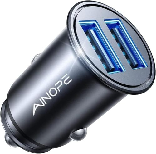 AINOPE 24W Zigarettenanzünder USB, [Mini Metall] 12V USB Adapter Auto Ladegerät, 4.8A Car Charger Steckdose Auto Handy Ladegerät für iPhone 17 Air, Galaxy S25, iPad Pro, Huawei, Xiaomi und mehr