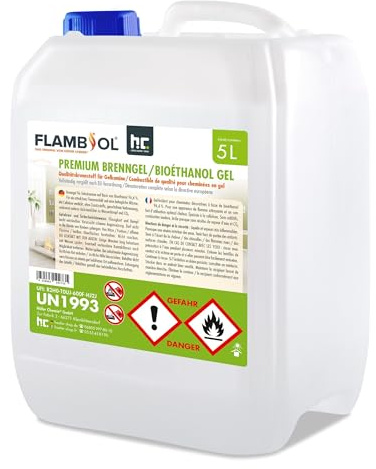 Höfer Chemie 5 L FLAMBIOL® Premium Brenngel für Brenngel Dekofeuer | Lampe und Kamine - Dickflüssiges Gel