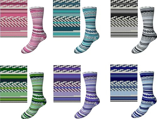 Comfort Wolle Sockenwolle Strumpfwolle Comfort Color 4-lagig - Farbset 6 x 100 g - 420 m Länge - Bunter Mix aus modischen Farben - Muster direkt vom Knaul - Serie 01