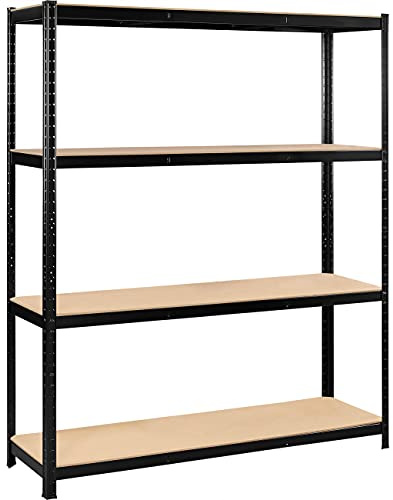 Yaheetech Schwerlastregal 180 x 150 x 45 cm 4 Böden 265kg pro Boden Schwarz | Lagerregal Standregal Garage Regal Metallregal Regalsystem mit Flexibler Konfiguration für Keller/Garage/Küche/Laden
