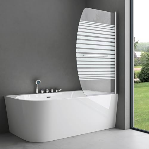 doporro Duschwand für Badewanne Badewannenaufsatz 90x140cm Duschabtrennung 6mm ESG-Sicherheitsglas teilsatiniert inkl. NANO-Beschichtung Badewannenfaltwand