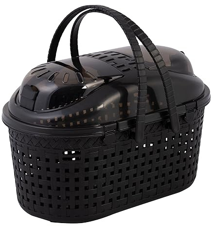 Iris Ohyama, Korb, Box, Tasche, Transportkäfig aus Kunststoff(PP) für Katze, Hund, 45 x T29 x H28.5 cm, MPC-450, Schwarz