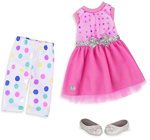 Glitter Girls - Stay Sparkly! - Gepunktetes Kleid & Leggings - Normales Outfit - Rosa Puppenkleidung - 36 cm Puppen-Zubehör - 3 Jahre +