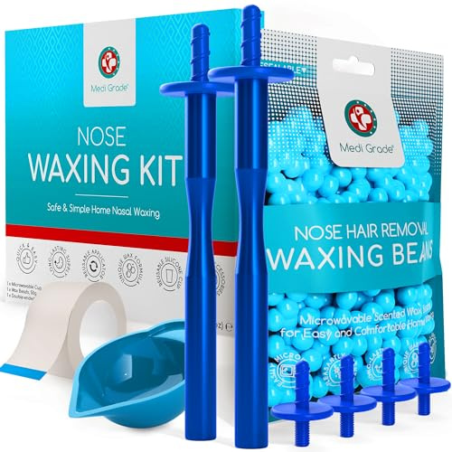 Medi Grade Nasenhaarentferner Wachs 50 g mit 26 Applikatoren, Nasenwachs | Nasenhaar Wachs, 2 wiederverwendbaren Metallsticks und Mikrowellenbecher, schnelle sichere Haarentfernung, Damen und Herren