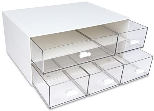 Schreibtisch-Organizer mit 5 Schubladen, 2-stöckige stapelbare Schreibtisch-Aufbewahrungsbox, Schreibtisch-Organizer für Bürobedarf, Heimaufbewahrung