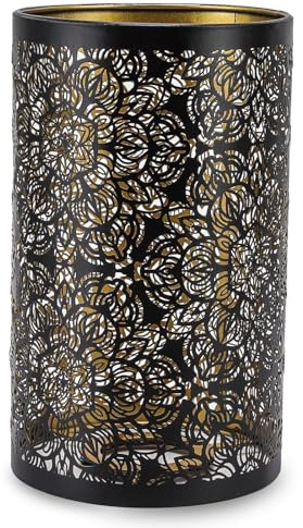 HERCHR Lampenschirme Aus Metall, Hohler Lampenschirm Metall, Lampenschirm Stehlampe E27/E26, Zylindrischer Runder Lampenschirm Mit Blumenmuster Für Tischlampe Und Stehlampe 12x12x20cm
