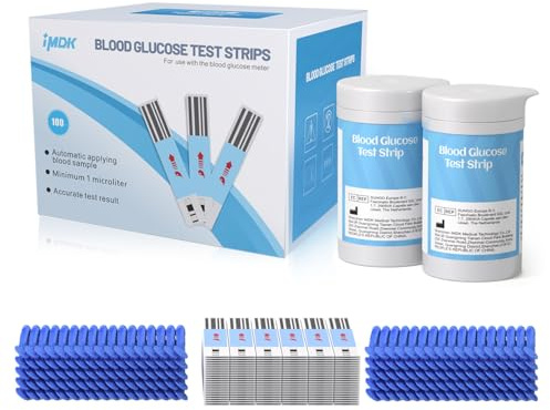 IMDK GLU-T1 Blutzucker-Teststreifen zur Verwendung mit IMDK Diabetes-Zuckertestmessgerät (keine Codierung erforderlich, 100 Stück)