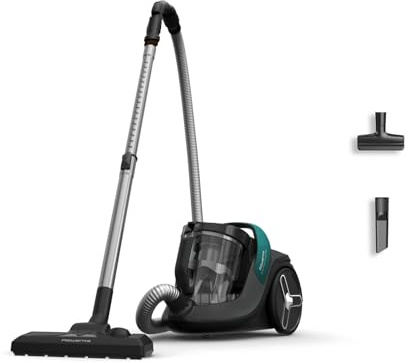 Rowenta Green Force Cyclonic Max Bodenstaubsauger ohne Beutel, 900 Watt Motor, 73 Dezibel, 2,5 Liter Fassungsvermögen, 9 m Reinigungsradius, Öko-Design, Schwarz-Grün, RO7B12