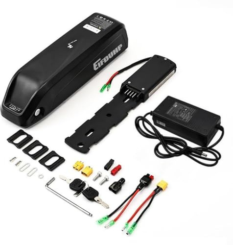 Ebike Akku 36V / 48V, Ebike Batterie Pack mit Ladegerät, 4Pin / 5Pin Grundplatte, Sicherheitssperre & Batteriestandsanzeige für 50-1500W Motor (36V 13AH für 0-750W,mit Batterietasche)