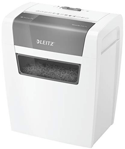 Leitz IQ Home Aktenvernichter, 7-6 Blatt (70-80 g/m²), TÜV+GS zertifiziert, Kleiner Partikelschnitt Schredder, Sicherheitsstufe P4, 15 Liter Behälter, Leise & kompakt für Home Office, Weiß, 80340000