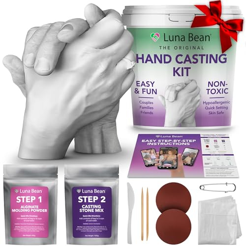 Luna Bean Handguss-Set, Andenken – groß, Gipsstatuen-Form-Set, haltende Hand, Handwerk für Paare, Erwachsene und Kinder, Hochzeit, Freunde, Jahrestag