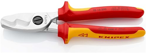 KNIPEX Kabelschere mit Doppelschneide verchromt isoliert mit Mehrkomponenten-Hüllen, VDE-geprüft 200 mm, 95 16 200