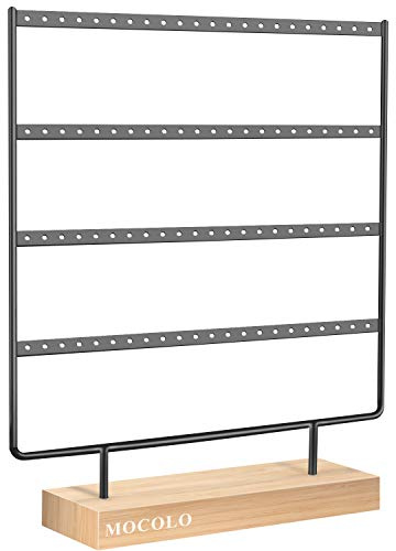 Ohrring-Halter, Ohrring-Organizer, Präsentationsständer zum Aufhängen von Ohrringen (88 Löcher und 4 Ebenen) Schwarz
