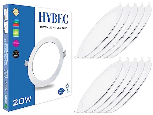 CLAR HYBEC LED-Deckeneinbauleuchte, LED-Downlight 20 W, LED-Deckenstrahler, Treiber enthalten, warmes Licht 3000 K (10 Stück)