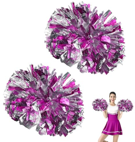 2 Stück Cheerleader Pompons Handblumen Metallic Cheer Poms Cheerleading Pom Poms, Metal Foil Cheerleading Pom Poms Kunststoff Cheerleader Pom Poms Für Cheerleading Spiele Sportwettbewerb Tanz