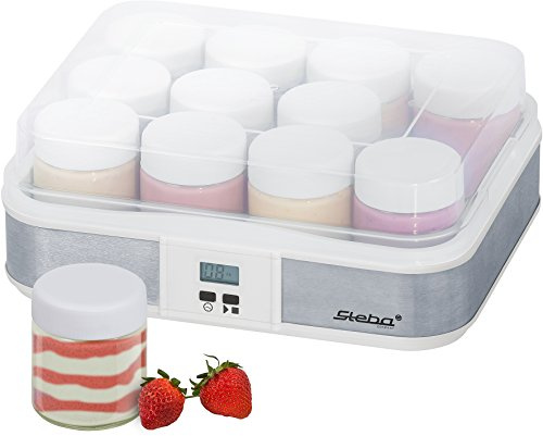 Steba Jogurtbereiter, Timerfunktion mit Endabschaltung für die perfekte Konsistenz, Betriebskontrollleuchte, LCD Display, 12 - Glas Joghurtbecher mit Deckel à 0,21 Liter, 2,5 Liter, JM 2
