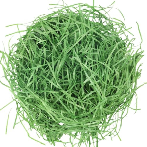 EIR 200g Geschreddertes Papier Grün, Papier Füllmaterial für Pakete,Füllmaterial Grün,Ostergras,Osterkorb für Kinder Füllung,Füllung Geschenkbox Dekorations Party Supplies