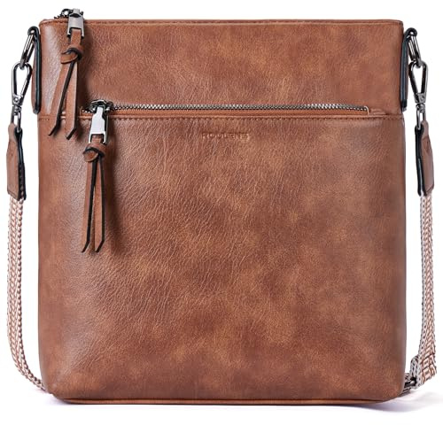 Roulens Mittel Damen Umhängetaschen, Leicht Damen Schultertasche aus Veganes Leder, Crossbody Bags für Frauen mit Verstellbar Abnehmbar Breiter Gurt