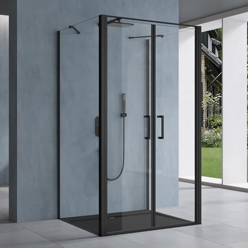 doporro U-Form Duschkabine 80x120x195 cm Klarglas inkl. Duschtasse