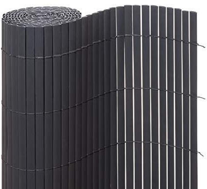 Ventanara® Sichtschutzmatte PVC Sichtschutzzaun Sichtschutz Windschutz für Garten Balkon Terrasse (180 x 300 cm, Grau)
