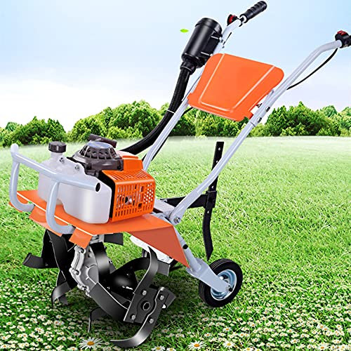 Generisch Garten-Rotavator 68 cc Benzinfräse mit 3 Schneidköpfen - Garten-Rotavator-Kultivator, 40 cm Arbeitsbreite, Bodenbearbeitungstiefe (15–30 cm), 2-Takt-Benzin-Vertikutierer-Power-Fräsen