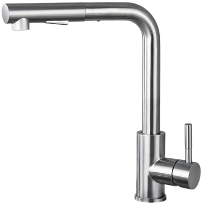 KitchenQuality Küchenarmatur mit ausziehbarer Brause 360° schwenkbar Grad | Gebürsteter Edelstahl verstellbar mit Umschalter einfache Montage Installation Ausziehbare Spültisch Armatur Wasserhahn Küche
