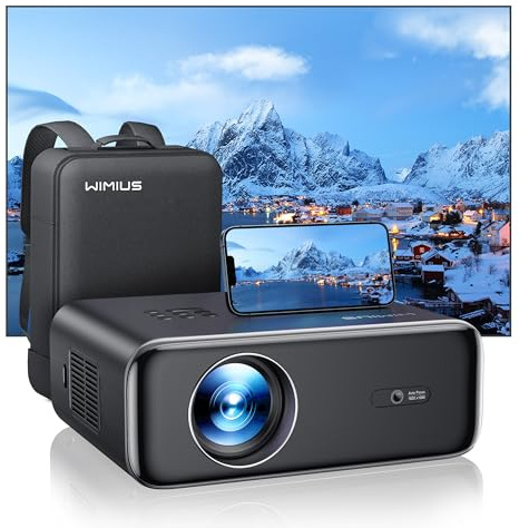 Beamer【Autofokus/Trapezkorrektur】 28000 Lumen Beamer 4K Unterstützt WiFi6 Bluetooth Full HD 1080P, 50% Zoom 300 '' LED Heimkino/Outdoor, für Fire Stick/PS5 Handy Projektor-Schwarz