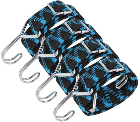 Spanngummi mit Haken,4er Expander mit Haken Verstellbar Gepäckspanner Breit Gummispanner für Sackkarre Gepäckträger Fahrrad Motorrad Camping Blau. (50cm)