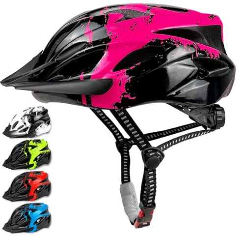 LeapBeast Fahrradhelm Kinder, Verstellbarer Kinderhelm für Jungen und Mädchen im Alter von 3-13 Jahren, Mehrere Belüftungen Helm, Multisport-Kinderhelm mit Visier, Schutzhelm (Rosenrot, S (50-55cm))