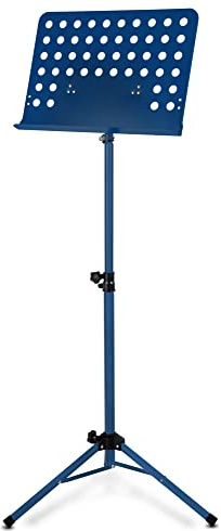 Classic Cantabile Metall Orchesterpult Lochblech - Stabiler Notenständer mit Lochblechauflage - Höhenverstellbar von 58 bis 100cm - Notenpult mit Extra breite 50 cm Auflage - Blau